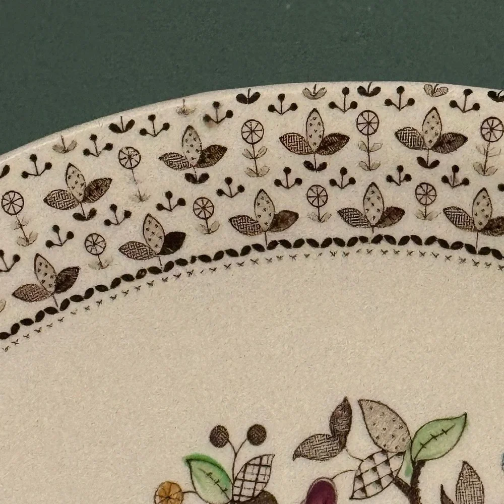 Johnson Brothers Sugar and Spice Oval Platter Ironstone England Folk Art Tree